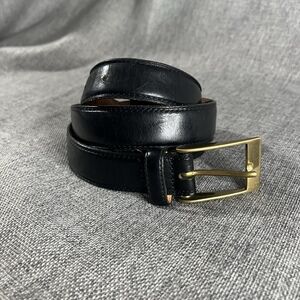 Y2K Black Luxury Cowhide Leather Dress Belt Men’s 42/106 Brass Made in Italy